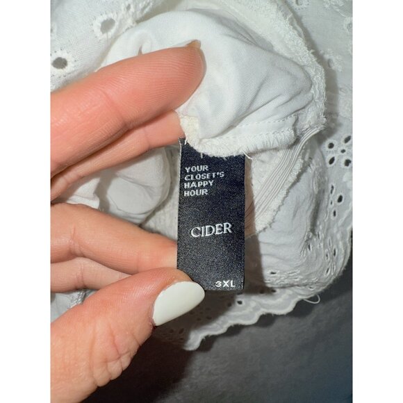 Cider White Off Shoulder Top Ruffles Puff Sleeves Eyelet Lace Embroidery 3X K - Picture 5 of 8